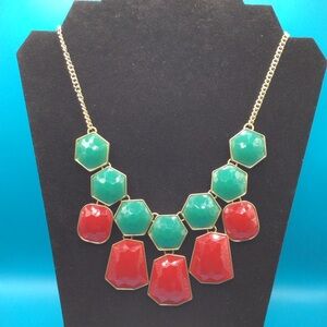 Green and Red Statement Necklace
